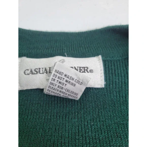 Casual Corner Green Embroidered Wool Blend Cardigan Sweater Women's Size Large - Picture 6 of 7